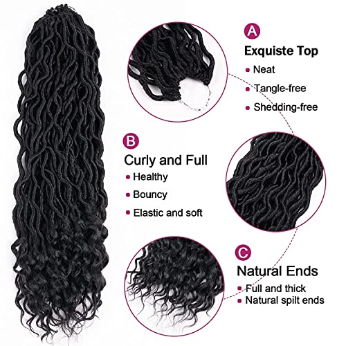 Goddess Locs Crochet Hair - 6 Packs 14 Inch Curly Faux Locs Crochet Hair For Black Women, Pre Looped Crochet Hair Wavy Faux Locs Synthetic Braids Hair Extensions(14Inch, T1B-27#)