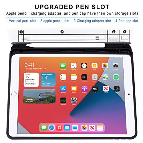 Arae for iPad 10.2 inch Case (9th Generation 2021) &(7th Generation 2019) & (8th Generation 2020) Auto Wake/Sleep Feature Standing Cover, Black