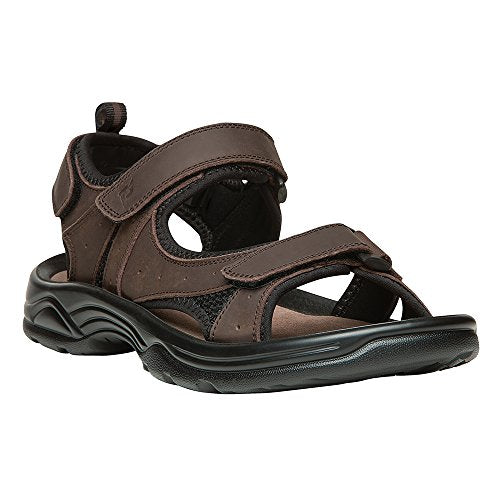 Propét Men's Daytona Flat Sandal, Black, 12