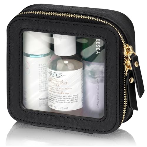 Small Cosmetic Bag for Purse Mini Makeup Bag Small Clear Pouch Cute Leather Make Up Case Travel Organize for Women Tiny Toiletry Bag Waterproof with Zipper for Car Essentials Colorful Weaving (Red)…