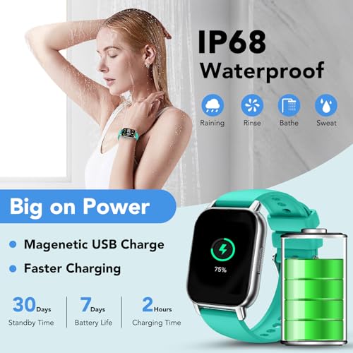 Smart Watch (Answer/Make Calls), Smartwatch for Men Women, 112 Sport Modes, IP68 Waterproof, Fitness Activity Tracker, Heart Rate Monitor Sleep Step Counter, Green