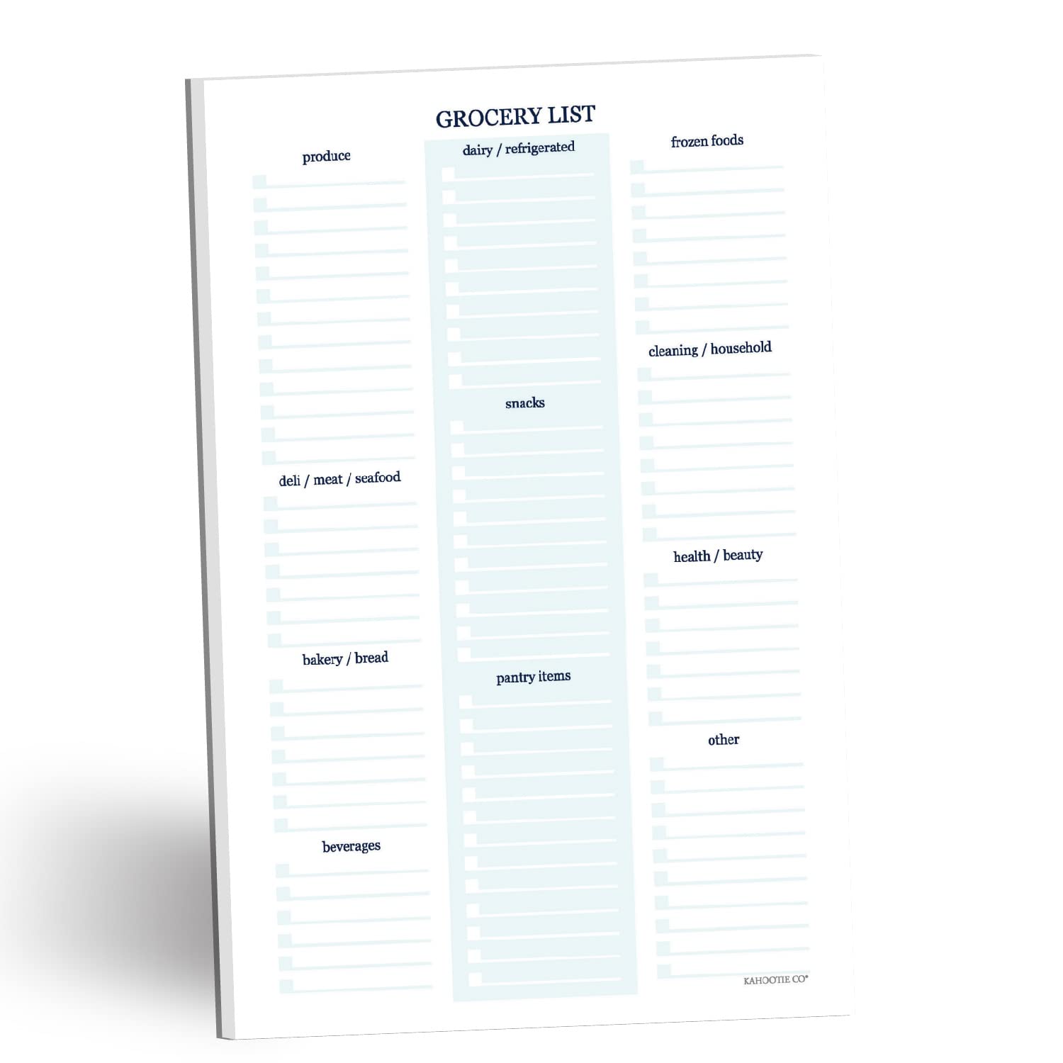 Kahootie Co Grocery List Notepad- Organized List For Quick and Easy Shopping, Always Know What’s For Dinner, 8.5” x 5.5” in size, 50 Pages