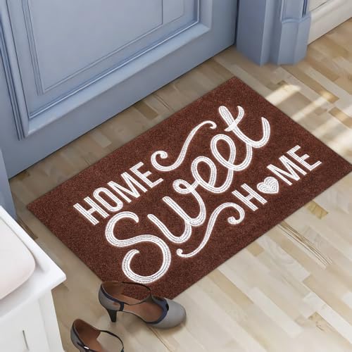 AAZZKANG Yellow Door Mat Outdoor Indoor Decorative Home Sweet Home Doormat with Non Slip Rubber Backing Ultra Absorb Mud Easy to Clean Entryway Mats
