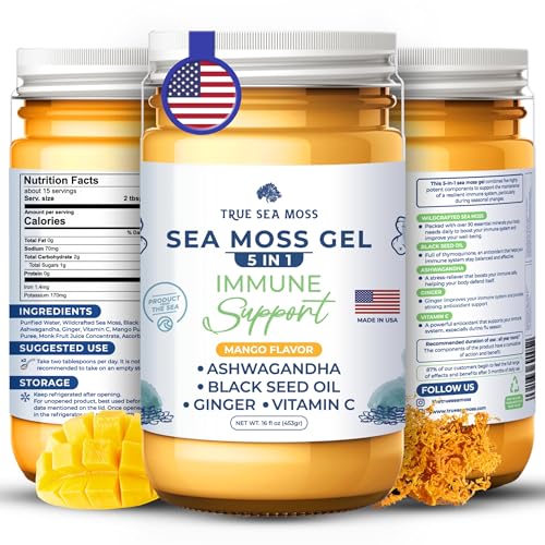 TrueSeaMoss Wildcrafted Irish Sea Moss Gel - Made with Dried Seaweed & Fresh Sea Vegetables, Seamoss- Made in USA (Pineapple, Pack of 1)