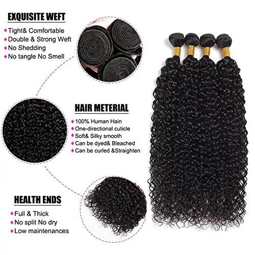 Water Wave Bundles Human Hair 12A Brazilian Virgin Hair Wet and Wavy Curly 3 Bundles 18 20 22 Inches 100% Unprocessed Deep Curly Bundles Human Hair for Women Natural Black Color Hair Extension