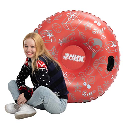 JOYIN Inflatable Snow Tubes 47" & 37"(2 Packs) for Kids and Adults,Heavy-Duty Snow Tube for Sledding, Great Inflatable Snow Sled for Winter Fun and Family Activities（Tree）