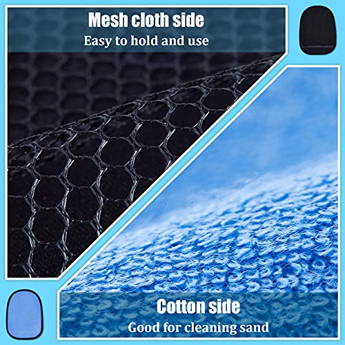 Skylety 2 Pieces Sand Mitt for Beach Sand Off Mitt Soft and Skin Friendly Cotton Towel Help Parents Clean from Children's Skin Brush Pack for Surf, Ocean and Lakeside Recreation(Blue)