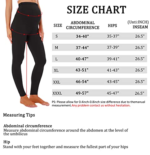 Foucome Women's Maternity Leggings Over The Belly Pregnancy Active Workout Yoga Tights Pants Black-2pack, Small