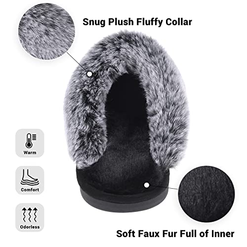 VANSARTO Women's Comfy Faux Fur Scuff Slippers Micro Suede Memory Foam Slip on Fuzzy Slide House Shoes Anti-Skid Sole, Brown, Size 5-6