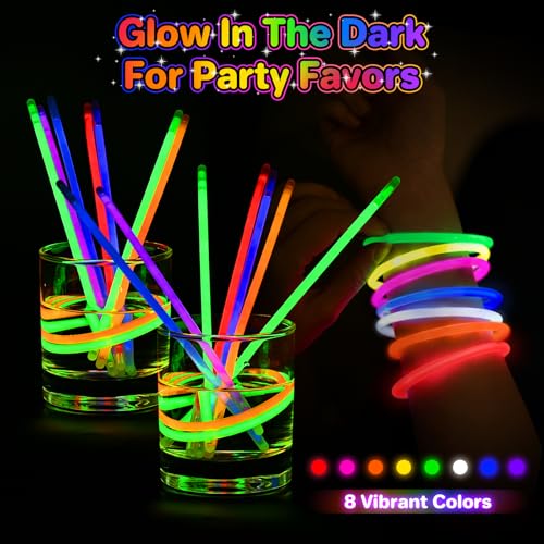 SpringFlower 100 PCS Glow Sticks Bulk Party Favors, 8" Glow in the Dark Party Supplies, Light Sticks for Party Favors Glow Necklaces and Bracelets for Kids or Adults