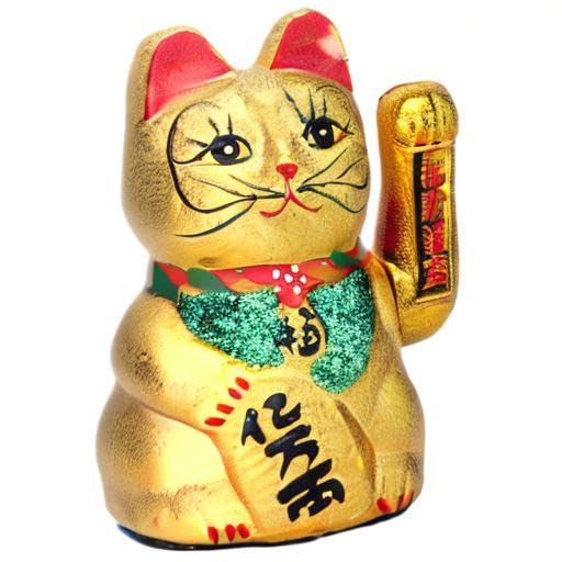 VanEnjoy 7" Beckoning Ceramic Maneki Neko Lucky Fengshui Cat