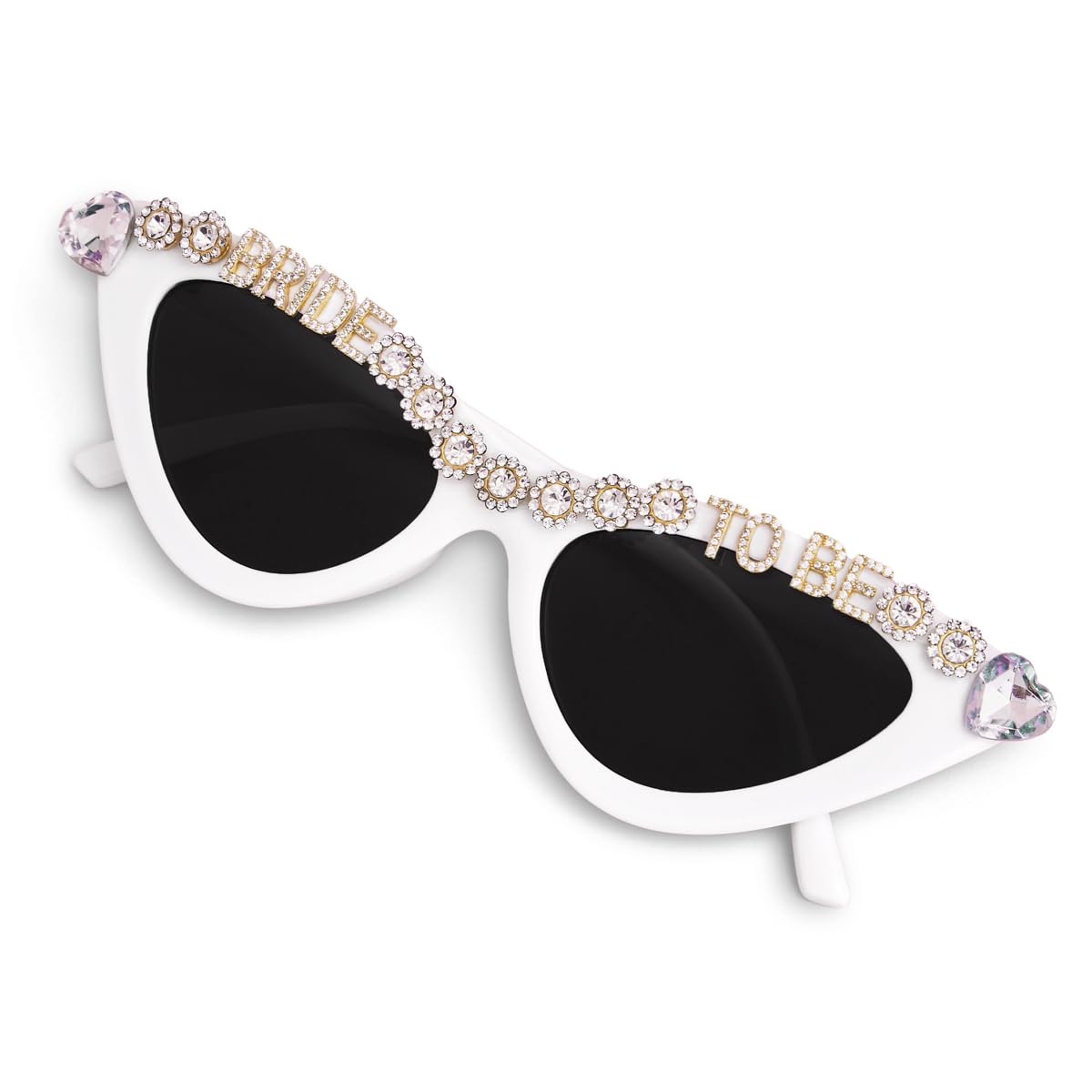 xo, Fetti Bachelorette Party Bride To Be Sunglasses | White Cat Eye Bedazzled Bach Decoration, Bridesmaid Sunnies Favor, Bride to Be Gift + Bridal Shower Supplies