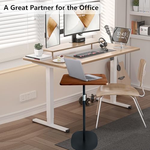 POLESTO Portable Laptop Floor Stand, Bedside/Sofa Table with Height Adjustable 18''~47'', Stylish Movable Workstation Floor Standing Desk for Office, Meeting Room, Living Room Easy Assembly, Black