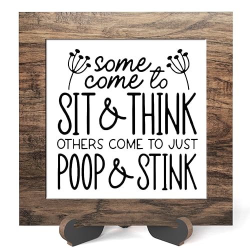 Wooden sign gift with stand, wooden sign for Bathroom, Toilet Decor, Inspirational Wood Plaque Decoration for Mental healthcare Home decor, Bath, Kitchen-A40