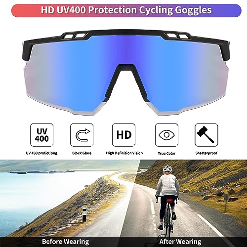 FEISEDY Sports Sunglasses for Men and Women, UV400 Protection Cycling Goggles Golf Baseball Driving Fishing B0022