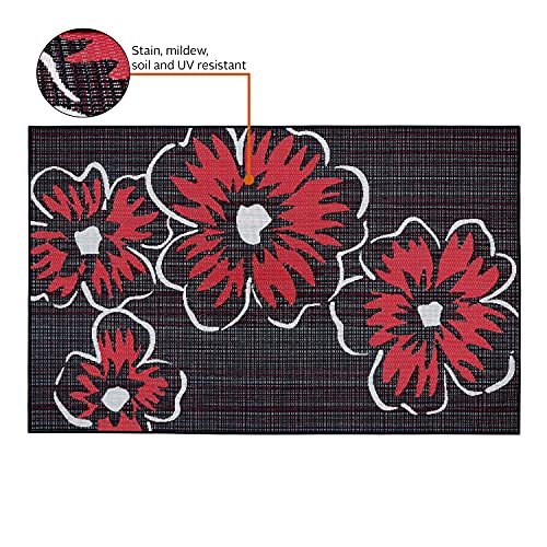 Classic Accessories for Vera Bradley Indoor/Outdoor Rug, 5 x 8 Foot, Happy Blooms