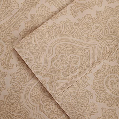 Superior 600 Thread Count Cotton Blend Bed Sheet Set, Italian Paisley Design, Includes 1 Fully Elastic Deep Pocket Fitted Sheet, 1 Flat Sheet, 2 Pillowcases, Sateen Weave, California King, Dark Grey