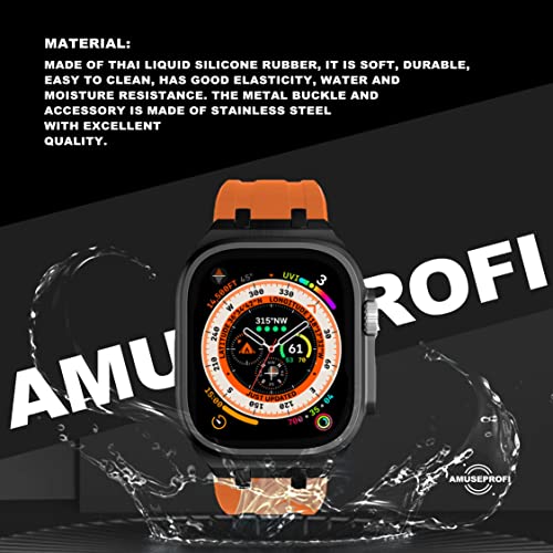 Compatible for Apple Watch Ultra Band Ultra 2 Band 49mm 45mm 44mm 42mm for Men, Silicone Watch Band for iWatch Ultra 2 Ultra Series 9 8 7 6 5 SE for Men, Cool Designed Watch Strap Compatible for Apple