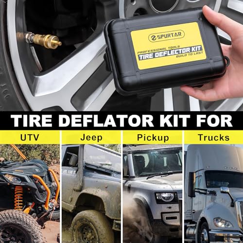 Spurtar Tire Deflator, 6-30 PSI Tire Deflator Kit, Air Down Tire Deflators Offroad Accessories for Jeep, Car, Truck, Motorcycle, and ATV Tires (4 Pack with Storage Bag)