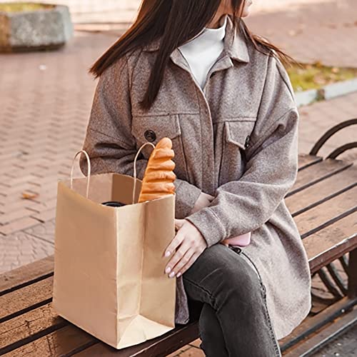 Brown Paper Bags Bulk with Handles 10 X 5 X 13 [50 Bags]. Ideal for Shopping, Packaging, Retail, Party, Craft, Gifts, Wedding, Recycled, Business, Goody and Merchandise Kraft Bag