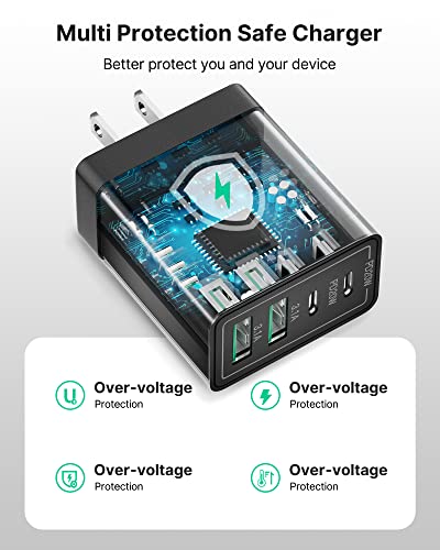 USB C Wall Charger Block 3-Pack, Aiminu 40W 4-Port PD Power Delivery Fast Type C Charging Block Plug Adapter for iPhone 15/14/13/12/11/Pro Max, XS/XR/X, iPad, Android Phones Charger Cube