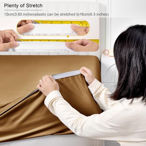 PHF 100% Rayon Derived from Bamboo Cooling Fitted Sheet King Size for Hot Sleeper, 16" Deep Pocket, 2.5cm Wider Strong Elastic Easy Fit, Breathable Silky Smooth Soft,78"x 80",White, No Pillowcases