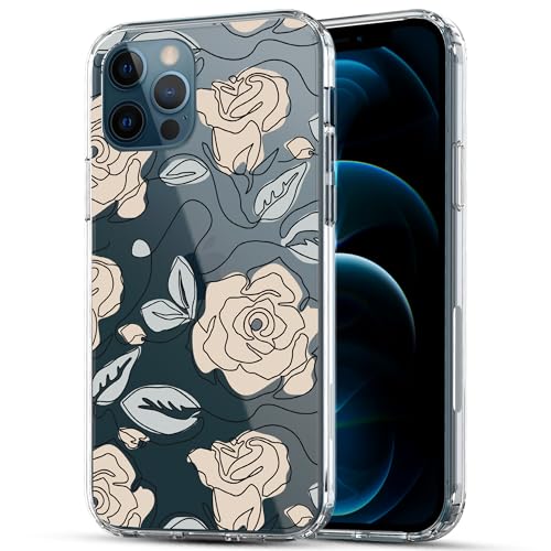 RANZ Compatible with iPhone 12 Mini 5G Case, Anti-Scratch Shockproof Series Clear Hard PC+ TPU Bumper Protective Cover Case for iPhone 12 Mini (5.4 inch) - White Flower