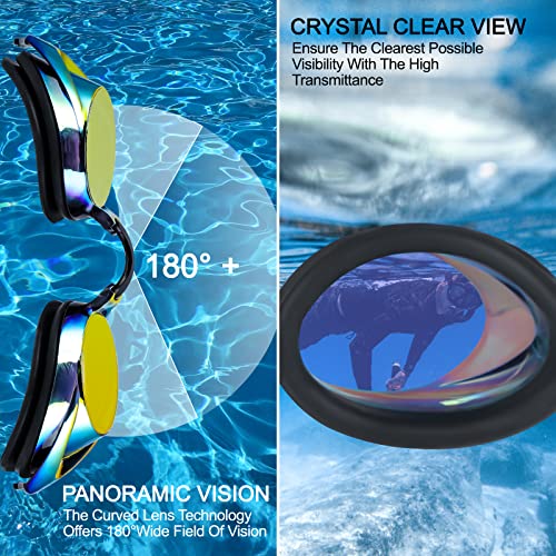 DARIDO Swim Goggles, 2 Pack Swimming Goggles Anti Fog UV Protection No Leaking for Adult, Men, Women, Youth