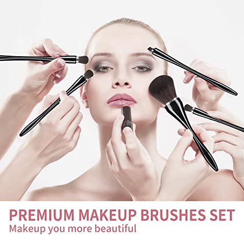 Makeup Brushes, Makeup Brush Set Professional, Travel Makeup Brushes, Premium Synthetic Foundation Powder Concealer Eyeshadow Blush, Face Makeup Brushes with makeup brush bag(Black 16)