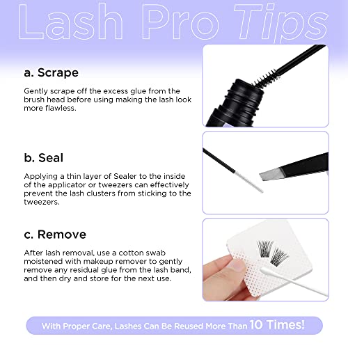 BEYELIAN Cluster Lashes C Curl 144 Pcs Individual Mega Lash Clusters False Eyelashes Extension Natural Look Reusable Glue Bonded Black Super Thin Band Mix DIY Eyelash Extension Style719