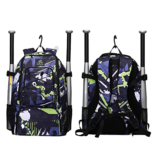 wpole Sports Baseball&Softball Bat Bag For Youth｜Adults, Baseball Equipment Backpack Bag with Shoe Compartment,Fence Hook,Holds Bat, Helmet, Glove