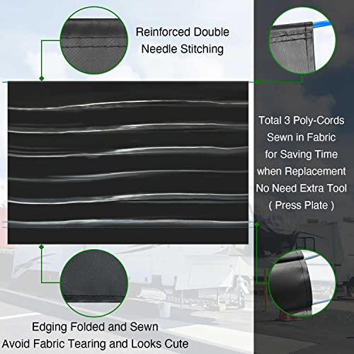 Leaveshade RV Awning Fabric Replacement Camper Trailer Awning Fabric Super Heavy Vinyl Coated Polyester 20'3''(Fit for 21' Awning)- Blue Wave