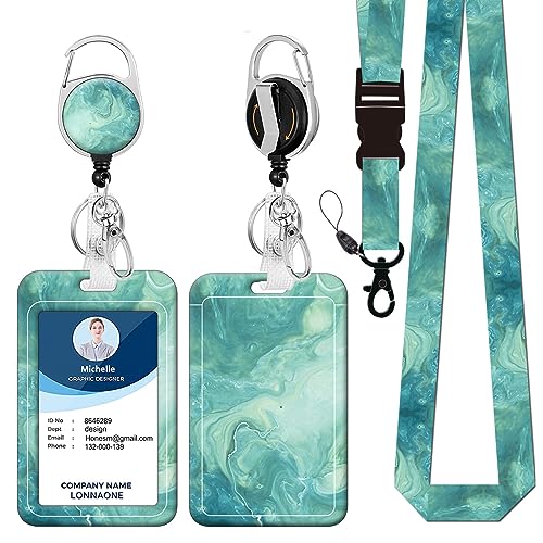 ID Badge Holder with Lanyard,Retractable Badge Reel with Swivel Belt Clip Keychain and Detachable Lanyards,Vertical Card Protector Badge Reels for Teacher Nurse Student Office(Petite Floral Pink)