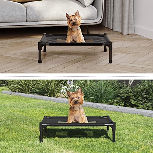 PETMAKER Elevated Dog Bed - 24.5x18.5-Inch Portable Pet Bed with Non-Slip Feet - Indoor/Outdoor Dog Cot or Puppy Bed for Pets up to 25lbs (Black)