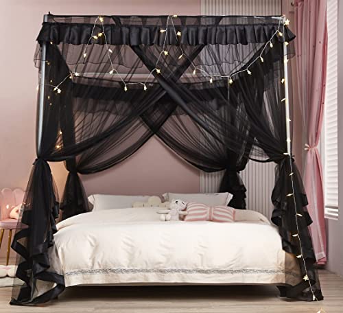 Mengersi Bed Canopy for Girls,Canopy Bed Curtains Cozy Drapes Bed Netting Girls Room Decor(Twin XL,White)