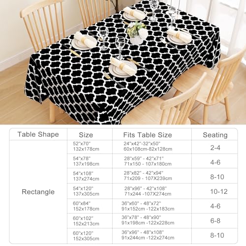 Smiry Rectangle Table Cloth, Waterproof Vinyl Tablecloth with Flannel Backing for Rectangle Tables, Wipeable Spillproof Plastic Tablecloths for Dining, Camping, Indoor and Outdoor 54"x78", White