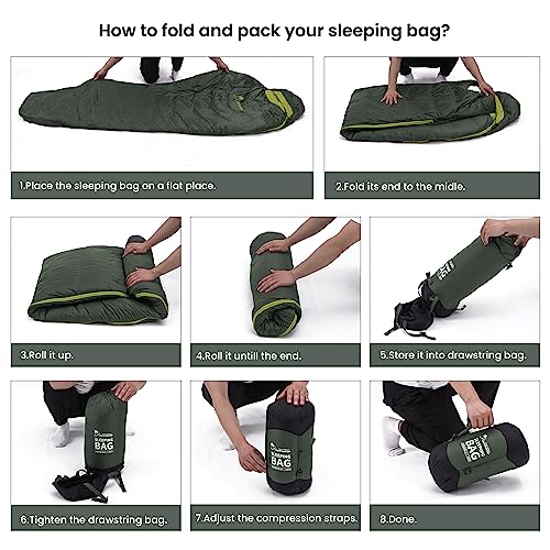 MOUNTAINTOP Down Fill Sleeping Bag for Adults Ultralight Backpacking Sleeping Bag Comfort with Compression Sack - 4 Seasons for Camping Hiking Traveling