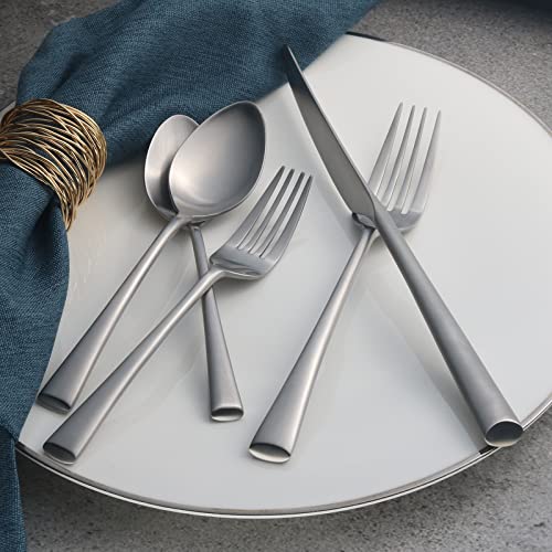 Alata Potter 65-Piece Forged Silverware Set, Service for 12 – Premium Stainless Steel Flatware Set, Modern Design with Satin Finish, Ideal for Home, Kitchen, Party, Camping