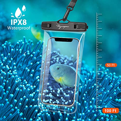 Rynapac Waterproof Phone Pouch Bag - 7.5in Water Proof Cell Phone Case for Beach Travel Must Haves, Waterproof Phone Holder with Lanyard for iPhone 15 Pro Max Galaxy S23 Pixel 7a, Cruise Essentials