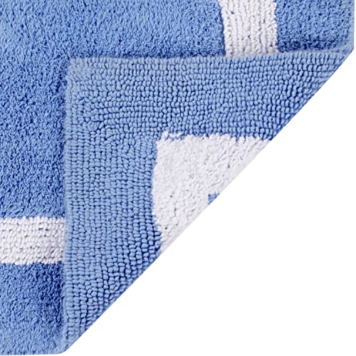 Better Trends 100% Cotton Hotel Collection Bath Mats, Gray & White - Tufted, Reversible & Absorbent & Machine Washable Bath Mats for Bathroom Floor, Shower & Sink Bath Mat Rug, 17" x 24"