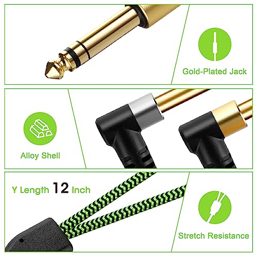 TAISUSAN 1/8 Stereo to Dual 1/4 Mono Cable 3ft, 3.5mm to Dual 1/4 Cable, 1/8 inch TRS Stereo to Dual 1/4 inch TRS Splitter