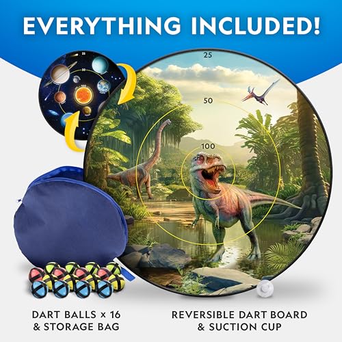 National Geographic Dart Board for Kids - Dart Ball Game Set with Lightweight 28" Reversible Dartboard and Sticky Balls in 4 Colors, Indoor Games for Kids, Kids Darts Game, Kids Dart Board