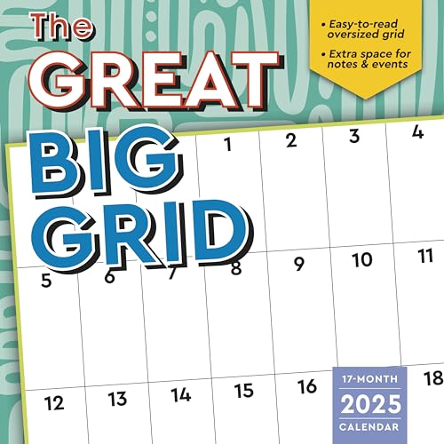 Great Big Grid 2025 Wall Planner, 17-Months Calendar Planner: August 2024 - December 2025, 12" x 12"