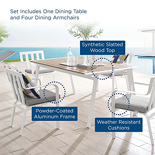 Modway Baxley Outdoor Patio Stackable Aluminum Dining Chair in White Gray