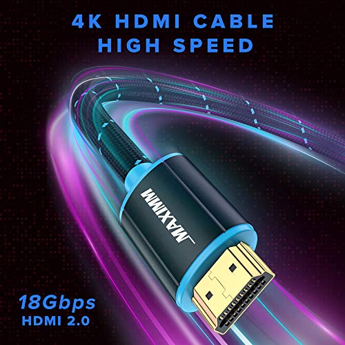 HDMI Cable 4K Ultra HD 25 Foot Nylon Braided HDMI 2.0 Cable, High Speed 18Gbps 4K60Hz HDR, 3D, 2160p, 1080p, HDCP 2.2, ARC, HDMI Cables for Monitors, HDTV