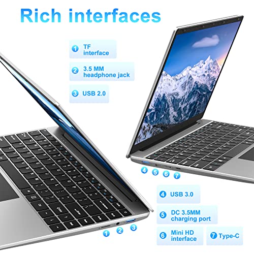 jumper Laptop, 12GB DDR4 RAM 512GB SSD, 14 Inch 1080p FHD IPS Screen, Quad-Core Celeron Processor, UHD Graphics 600, Portable Computer with Dual Stereo Speakers, 5G WiFi, Type-C, Webcam.