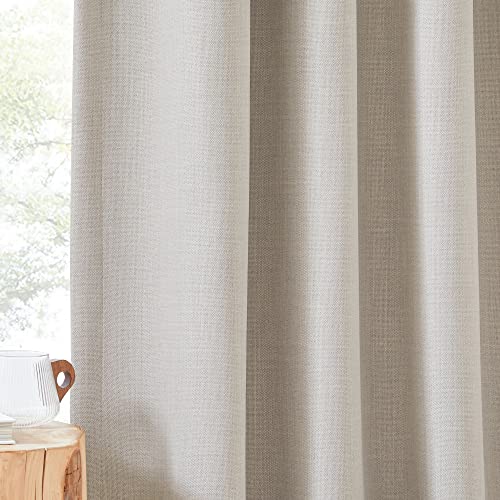 NICETOWN Short Kitchen Curtains 24 inch Length, Dual Rod Pockets & Hook Belt Room Darkening Light Blocking Thermal Curtains Privacy Window Treatments for Cafe, Natural, W26 x L24, 2 Panels