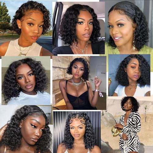 JTdebade Deep Wave Human Hair bundles 14 Inch 12A Grade Brazilian Human Hair 100% Virgin Weave Bundles Human Hair for Black Women (14 Inch Deep*4+16 Inch Closure *1)