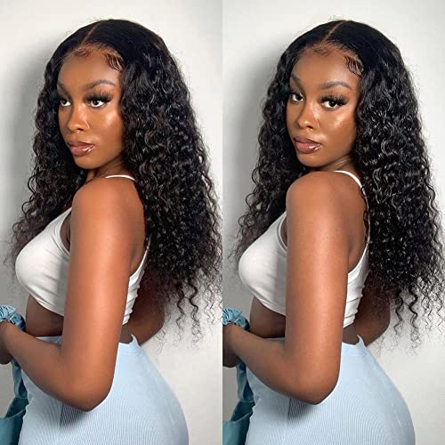 Deep wave Lace Front Wigs Human Hair Pre Plucked 180% Density 13x6 HD Transparent Brazilian Virgin Human Hair Wigs for Women Deep curly Wet and Wavy Lace Frontal wig Human Hair Natural Color