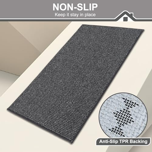 BEQHAUSE Dirt Trapper Door Mat 20" x 32", Non-Slip Washable Doormats Entrance Mat, Dirt Resistant and Absorbent Welcome Mat, Low Profile Floor Mats for Front Back Door and Entryway, Black